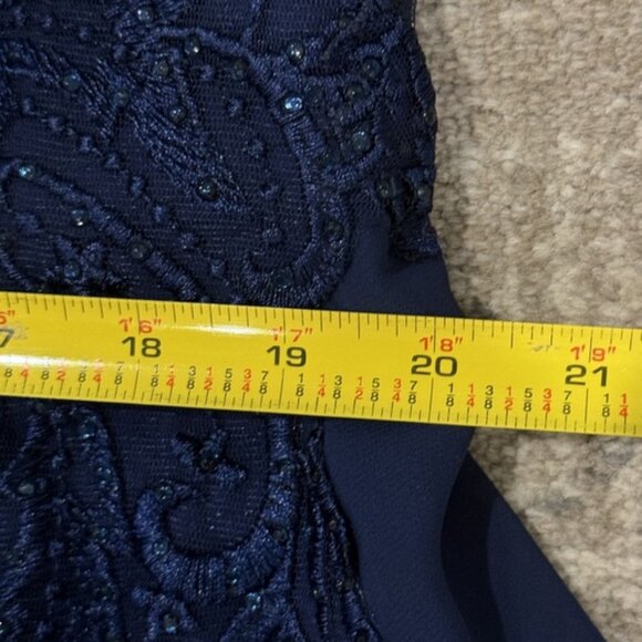 Juliet Womens Plus Bead Tea Length Dress 18W Navy Blue Sheer Lace Modest Midi 1X - Picture 12 of 15